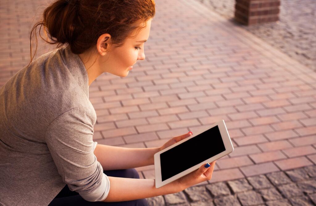 woman with tablet